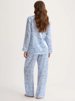 Derek Rose Lightweight Pyjamas|View All>Silk Pyjamas Light Blue & White