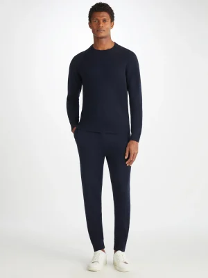 Derek Rose Cashmere Sets|View All>Sweater And Track Pants Set Navy