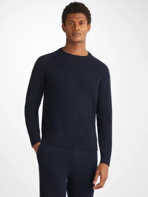 Derek Rose Cashmere Sets|View All>Sweater And Track Pants Set Navy