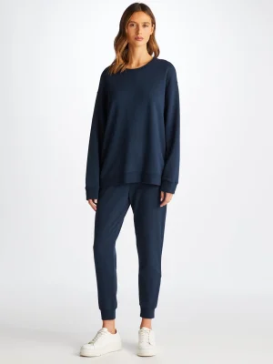 Derek Rose Sets|View All>Sweatshirt And Sweatpants Set Navy