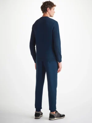 Derek Rose Sets|View All>Sweatshirt And Sweatpants Set Navy