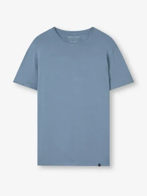 Derek Rose Crew Neck T-Shirts|View All>T-Shirt Storm Blue