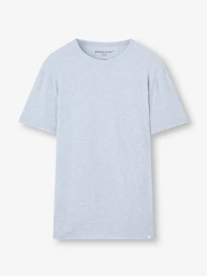 Derek Rose Crew Neck T-Shirts|View All>T-Shirt Light Blue Marl