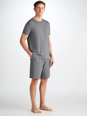 Derek Rose Sets|View All>T-Shirt And Lounge Shorts Set Charcoal