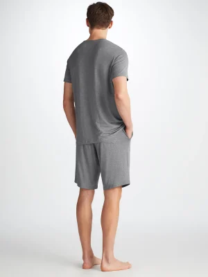 Derek Rose Sets|View All>T-Shirt And Lounge Shorts Set Charcoal