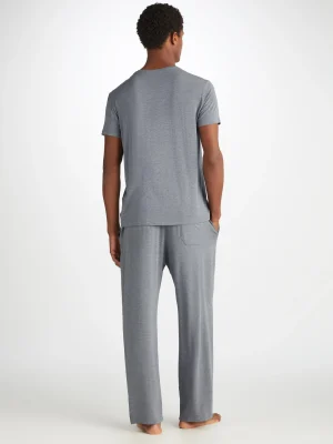 Derek Rose Sets|View All>T-Shirt And Lounge Trousers Set Charcoal