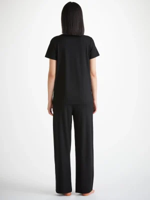 Derek Rose Sets|View All>T-Shirt And Lounge Trousers Set Black