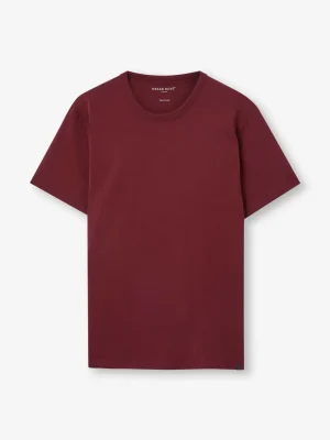 Derek Rose Cotton T-Shirts|View All>T-Shirt Burgundy