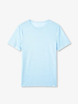 Derek Rose Linen T-Shirts|View All>T-Shirt Sky Blue