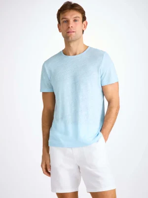 Derek Rose Linen T-Shirts|View All>T-Shirt Sky Blue