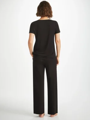 Derek Rose Sets|View All>V-Neck T-Shirt And Lounge Trousers Set Black