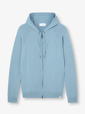 Derek Rose Hoodies|View All>Zip Up Hoodie Stone Blue