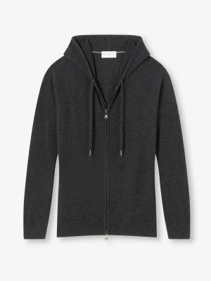 Derek Rose Hoodies|View All>Zip Up Hoodie Charcoal