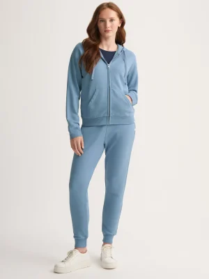 Derek Rose View All|Lounge Tops>Zip Up Hoodie Soft Denim Blue