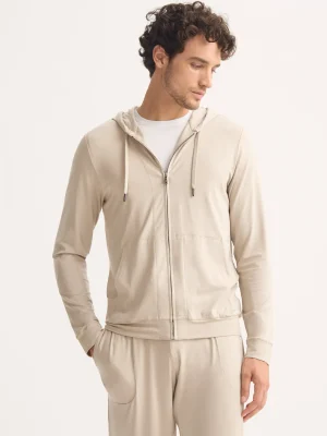 Derek Rose T-Shirt & Tops|View All>Zip Up Hoodie Light Stone