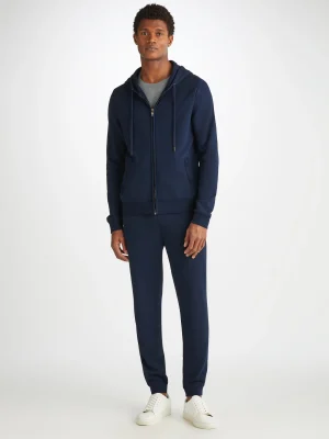 Derek Rose T-Shirt & Tops|View All>Zip Up Hoodie Navy Blue